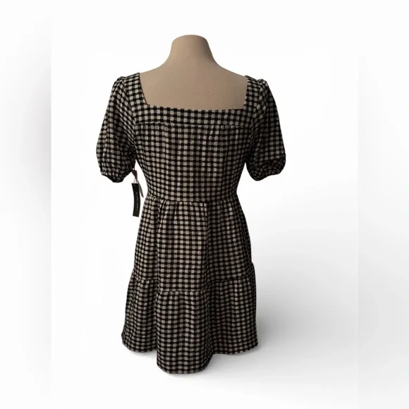 Black Tape Black and White Checkered Mini Dress - Picture 3 of 4